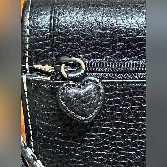 Brighton Black Leather Swirl Stitch Crossbody Bag Vintage - Picture 6 of 17